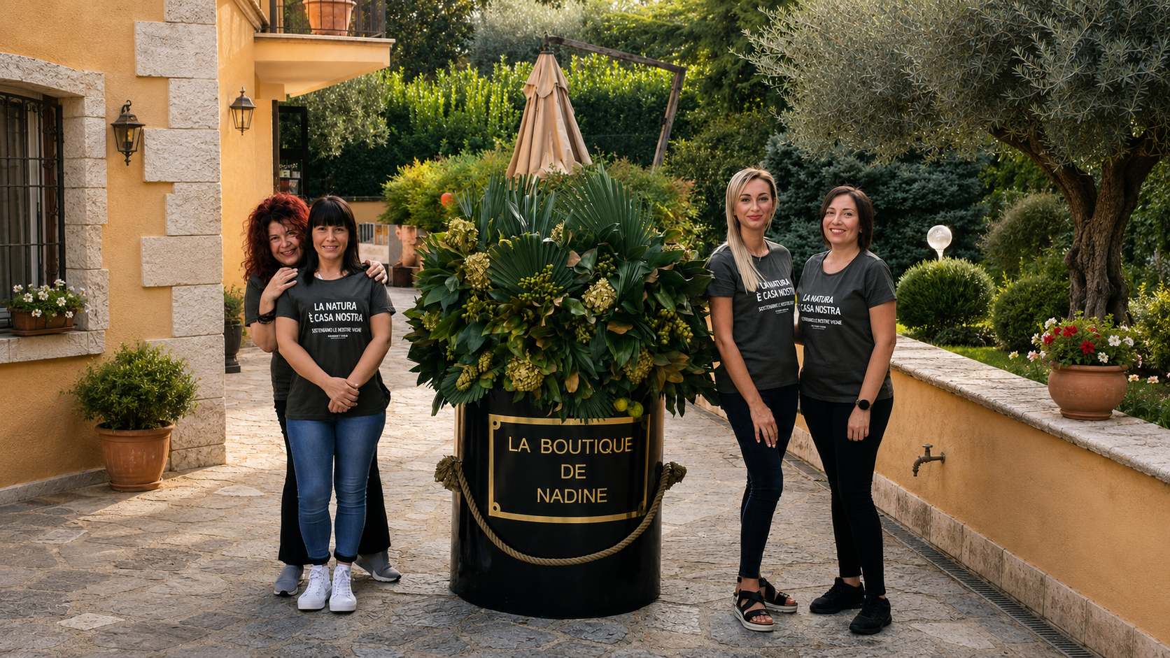 Il team del Centro Estetico Nadine davanti a La Boutique de Nadine